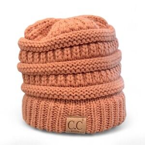 C.C Kids Peach Pink Cable Knit Beanie Winter Hat